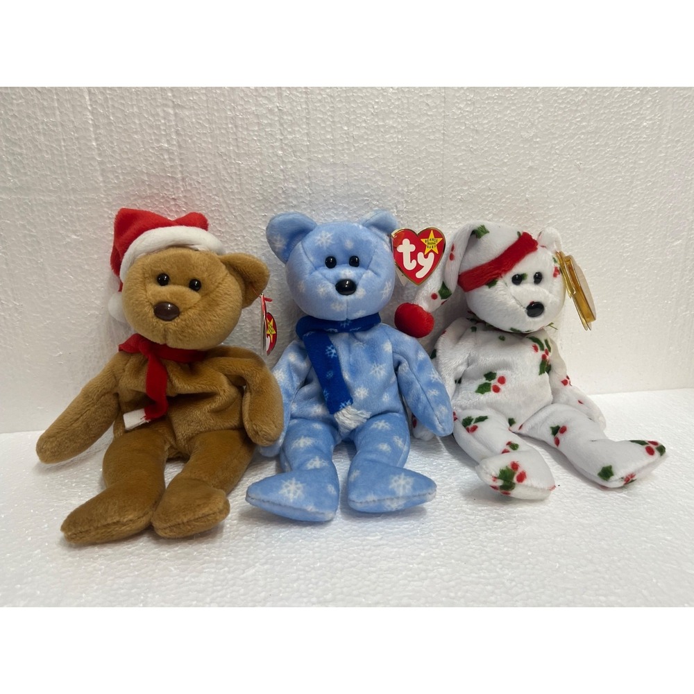 LOT 3 TY Beanie Baby Teddy Bears Retired Plush Toy